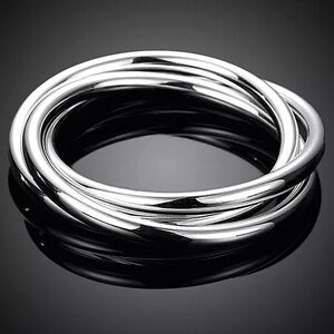 Bangle Bracelets Sterling Silver Three Piece Set